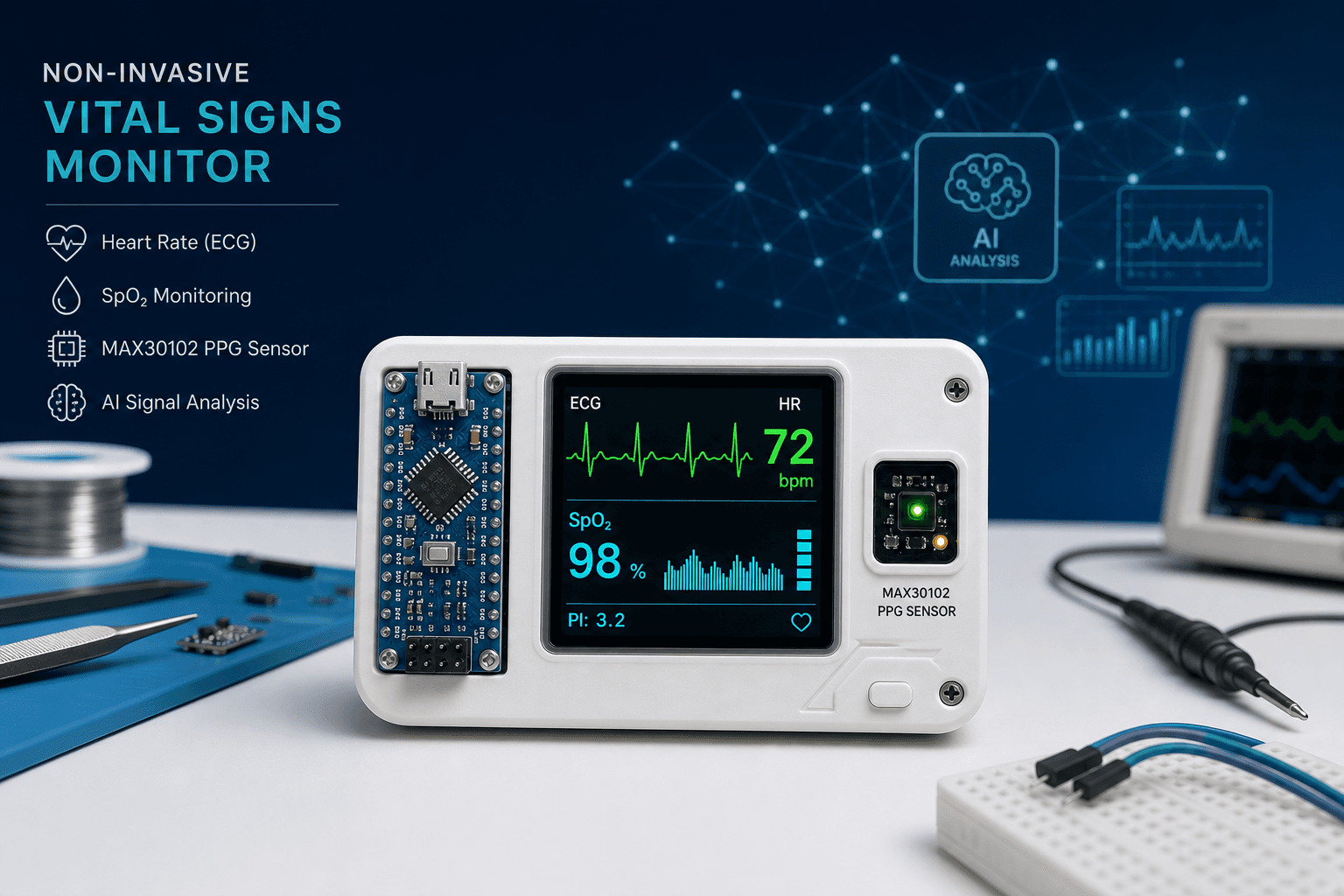 Smart Non-Invasive Vital Signs and SpO2 Health Monitor