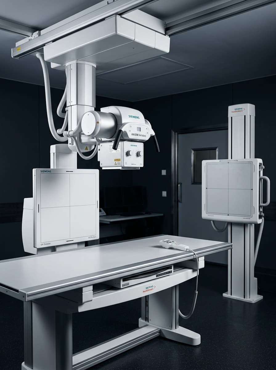 Modern X-ray radiography machine in a clinical room